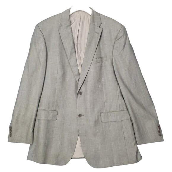 LORO PIANA DANIEL CREMIUX Mens Blazer SZ 44L Wool Tan Plaid 2 Button Double Vent - Picture 1 of 7